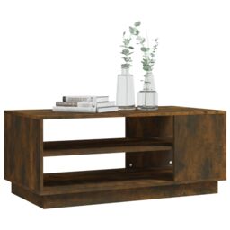 Berkfield Home Coffee Table Smoked Oak 102x55x43 cm Engineered Wood in Brown - Size: 102 x 55 x 43 cm - thumbnail 4