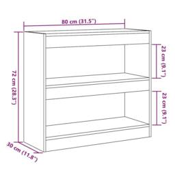 Berkfield Home Book Cabinet/Room Divider Old Wood 80x30x72 cm in Brown - Size: 80 x 30 x 72 cm - thumbnail 9