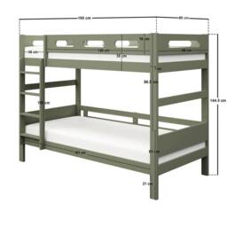 Flair Elijah Detachable Wooden Bunk Bed in Green - Size: Single - thumbnail 6