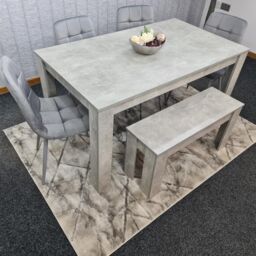 KOSY KOALA Wooden Grey Dining Table Set with 4 Grey Velvet Chairs & 1 Bench Dining Room Furniture in Brown - thumbnail 5