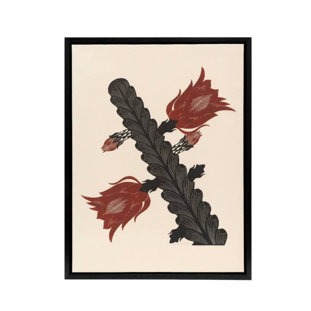 "Artery8 Stylised Blooming Cactus De Mesquita Framed Canvas Wall Art Print in Beige - Size: W12"" x H16""" - image 1
