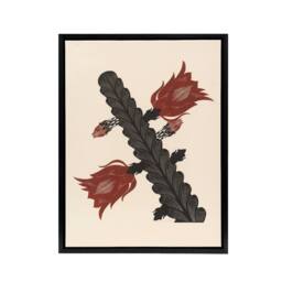 "Artery8 Stylised Blooming Cactus De Mesquita Framed Canvas Wall Art Print in Beige - Size: W12"" x H16""" - thumbnail 1