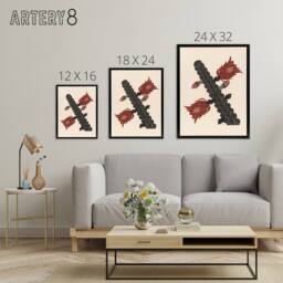 "Artery8 Stylised Blooming Cactus De Mesquita Framed Canvas Wall Art Print in Beige - Size: W12"" x H16""" - thumbnail 4
