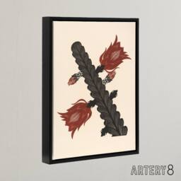 "Artery8 Stylised Blooming Cactus De Mesquita Framed Canvas Wall Art Print in Beige - Size: W12"" x H16""" - thumbnail 2