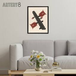 "Artery8 Stylised Blooming Cactus De Mesquita Framed Canvas Wall Art Print in Beige - Size: W12"" x H16""" - thumbnail 3
