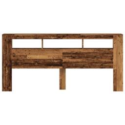 Berkfield Home LED Headboard Old Wood 220x18.5x103.5 cm Engineered Wood in Brown - thumbnail 6