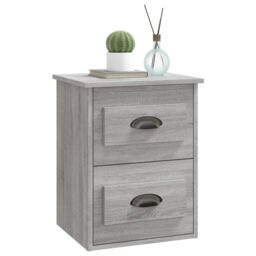 Berkfield Home Wall-mounted Bedside Cabinet Grey Sonoma 41.5x36x53cm - Size: 41.5x36x53 cm - thumbnail 4