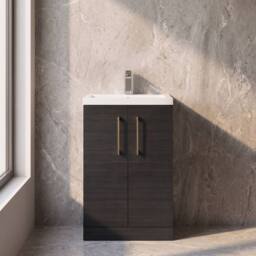 Balterley Bathroom Vanity Basin Unit, Brushed Bronze Handles, 500mm, Wood Black - thumbnail 8