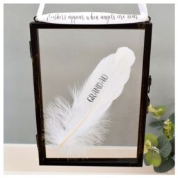 Amaya Rose Ltd In Memory of Grandad Real feather Floating Picture Frame. Memorial in Black - thumbnail 2