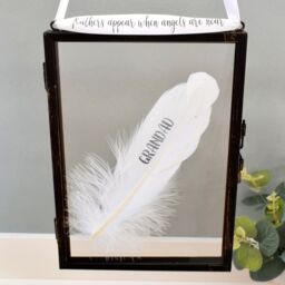 Amaya Rose Ltd In Memory of Grandad Real feather Floating Picture Frame. Memorial in Black - thumbnail 1