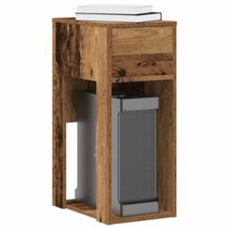 Berkfield Home Computer Tower Stand with Drawer Old Wood 30x44x74 cm in Brown - Size: 30 x 44 x 74 cm - thumbnail 2