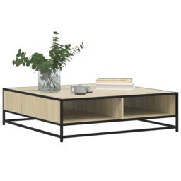 Berkfield Home Coffee Table Sonoma Oak 100x100x30 cm Engineered Wood & Metal in Brown - Size: 100 x 100 x 30 cm - thumbnail 4