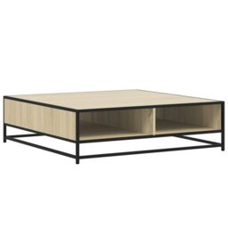 Berkfield Home Coffee Table Sonoma Oak 100x100x30 cm Engineered Wood & Metal in Brown - Size: 100 x 100 x 30 cm - thumbnail 7