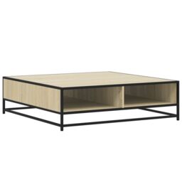 Berkfield Home Coffee Table Sonoma Oak 100x100x30 cm Engineered Wood & Metal in Brown - Size: 100 x 100 x 30 cm - thumbnail 2