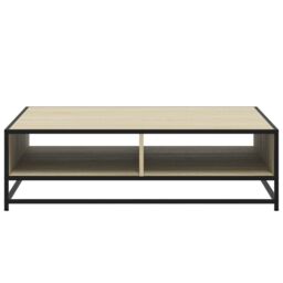 Berkfield Home Coffee Table Sonoma Oak 100x100x30 cm Engineered Wood & Metal in Brown - Size: 100 x 100 x 30 cm - thumbnail 5