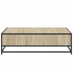 Berkfield Home Coffee Table Sonoma Oak 100x100x30 cm Engineered Wood & Metal in Brown - Size: 100 x 100 x 30 cm - thumbnail 6