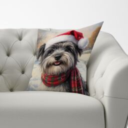 Warren Reed - Designer Snowy Christmas Skye Terrier Cushion in Grey - Size: 45 cm x 45 cm - thumbnail 3