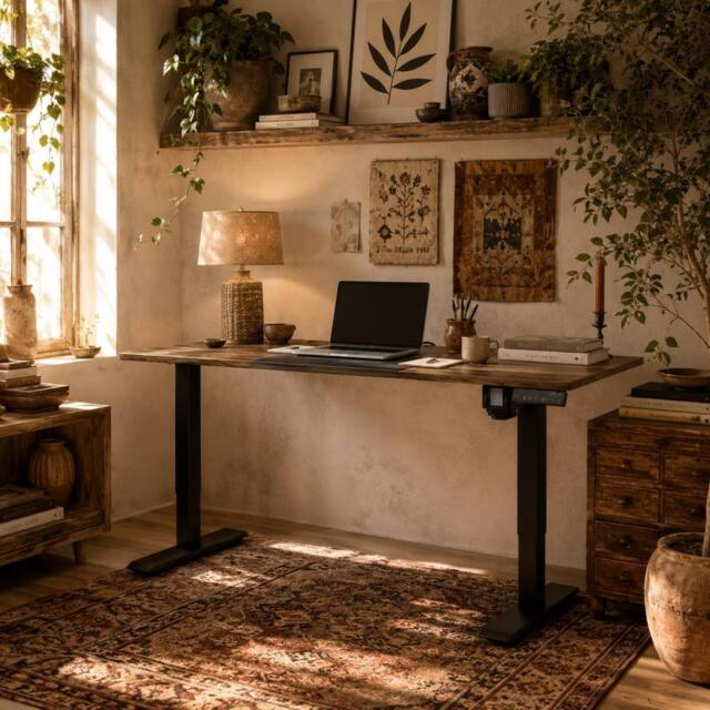 Wyld Haus Moratti 140cm Electric Height Adjustable Standing Desk Teak Black - image 1