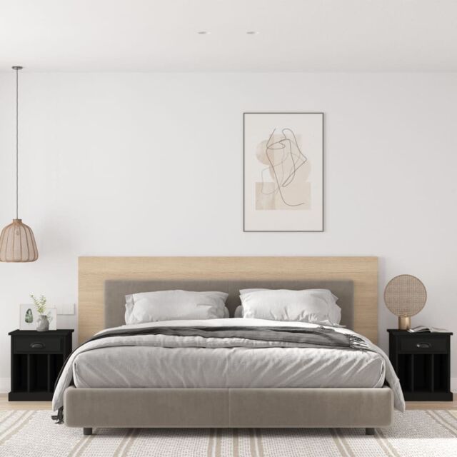 Berkfield Home Bedside Cabinets 2 pcs Black 43x36x50 cm - Size: 43 x 36 x 50 cm - image 1