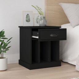 Berkfield Home Bedside Cabinets 2 pcs Black 43x36x50 cm - Size: 43 x 36 x 50 cm - thumbnail 3