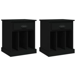 Berkfield Home Bedside Cabinets 2 pcs Black 43x36x50 cm - Size: 43 x 36 x 50 cm - thumbnail 2