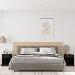 Berkfield Home Bedside Cabinets 2 pcs Black 43x36x50 cm - Size: 43 x 36 x 50 cm - thumbnail 1