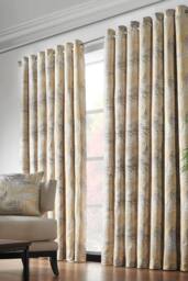 Alan Symonds Fiji Lined Eyelet Ring Top Curtains in Yellow - Size: 168 cm width x 183 cm drop - thumbnail 1