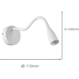 Loops Sleek White LED Wall Light - Perfect Home Indoor Reading Illumination - thumbnail 4