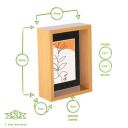 "Nicola Spring 3D Deep Box Photo Frames - 5 x 7"" with 4 x 6"" Mount - Light Wood - Pack of 5 in Black" - thumbnail 4