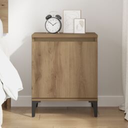 Berkfield Home Artisan Oak Bedside Table Artisan Oak Engineered wood, Metal in Brown - thumbnail 4