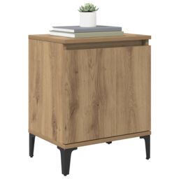 Berkfield Home Artisan Oak Bedside Table Artisan Oak Engineered wood, Metal in Brown - thumbnail 3