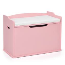 Costway Wooden Toy Box Lift-Top Storage Chest Seating Bench in Pink - thumbnail 1