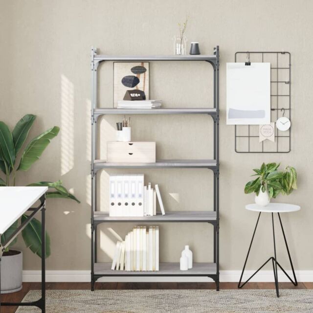 Berkfield Home Bookcase 5-Tier Grey Sonoma 80x30x154 cm Engineered Wood - Size: 80 x 30 x 154 cm - image 1