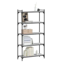 Berkfield Home Bookcase 5-Tier Grey Sonoma 80x30x154 cm Engineered Wood - Size: 80 x 30 x 154 cm - thumbnail 3