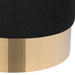 Wyld and Coco Living Velvet Round Footstool Black with Gold Base - thumbnail 5
