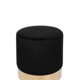 Wyld and Coco Living Velvet Round Footstool Black with Gold Base - thumbnail 4