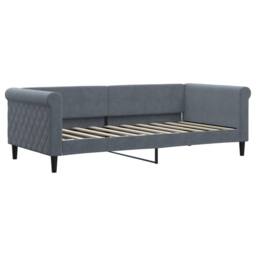 Berkfield Home Daybed with Mattress Blue Dark Grey 90x190 cm Velvet - thumbnail 2