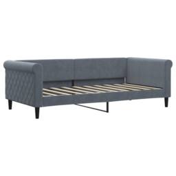 Berkfield Home Daybed with Mattress Blue Dark Grey 90x190 cm Velvet - thumbnail 3