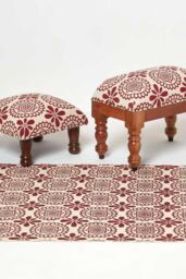 Homescapes Cassia Red Geometric Footstool, 50 x 30 x 40 cm - thumbnail 6