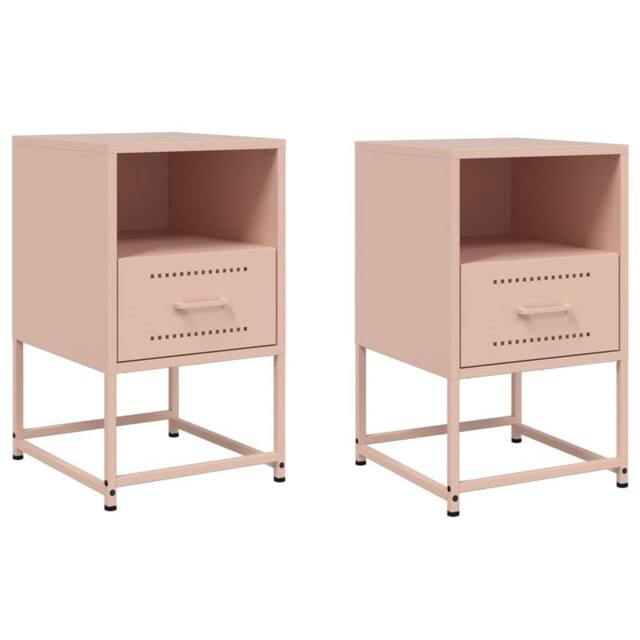 Berkfield Home Bedside Cabinets 2 pcs Pink 36x39x60.5 cm Steel - image 1