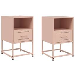 Berkfield Home Bedside Cabinets 2 pcs Pink 36x39x60.5 cm Steel - thumbnail 1