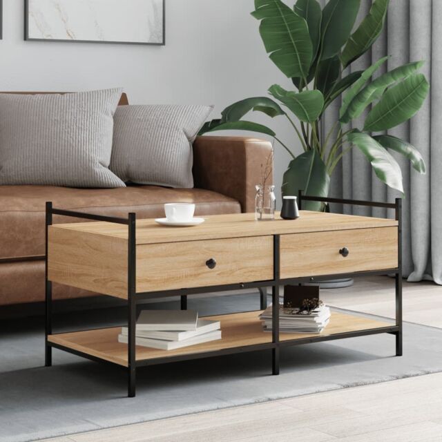 Berkfield Home Coffee Table Sonoma Oak 99x50x50 cm Engineered Wood in Brown - Size: 99 x 50 x 50 cm - image 1