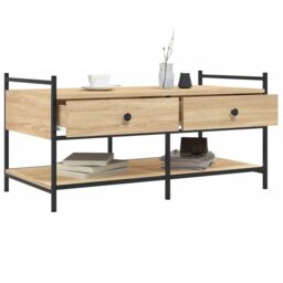 Berkfield Home Coffee Table Sonoma Oak 99x50x50 cm Engineered Wood in Brown - Size: 99 x 50 x 50 cm - thumbnail 4