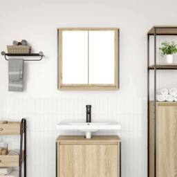 Berkfield Home Decorative Bathroom Wall Cabinet with Mirror Sonoma Oak 60x21x60 cm in Brown - Size: 60 x 21 x 60 cm