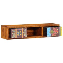 Berkfield Home Wall-mounted TV Cabinet Multicolour 100x30x22 Solid Wood Acacia - thumbnail 4
