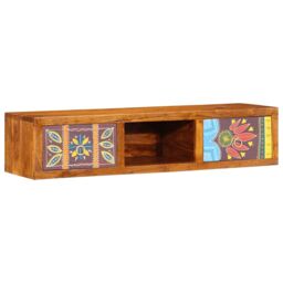 Berkfield Home Wall-mounted TV Cabinet Multicolour 100x30x22 Solid Wood Acacia