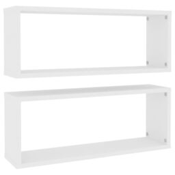 Berkfield Home Wall Cube Shelf 2 pcs White 60x15x23 cm Engineered Wood - Size: 60 x 15 x 23 cm - thumbnail 2