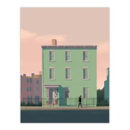 "Artery8 Wall Art Print Sage Green House By Amy Denver Minimalist Soft Pastel Pink Minimalism Simple Modern Artwork Poster - Size: W24"" x H32""" - thumbnail 1