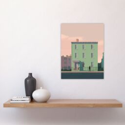 "Artery8 Wall Art Print Sage Green House By Amy Denver Minimalist Soft Pastel Pink Minimalism Simple Modern Artwork Poster - Size: W24"" x H32""" - thumbnail 4