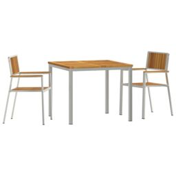 Berkfield Home 3 Piece Garden Dining Set Solid Wood Acacia in Brown - thumbnail 2